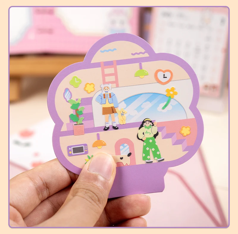 3pcs/6pcs Colorful My Room Miniature Scene Landscaping Stickers Scrapbook Decor Stationery DIY Journaling Stickers School Office
