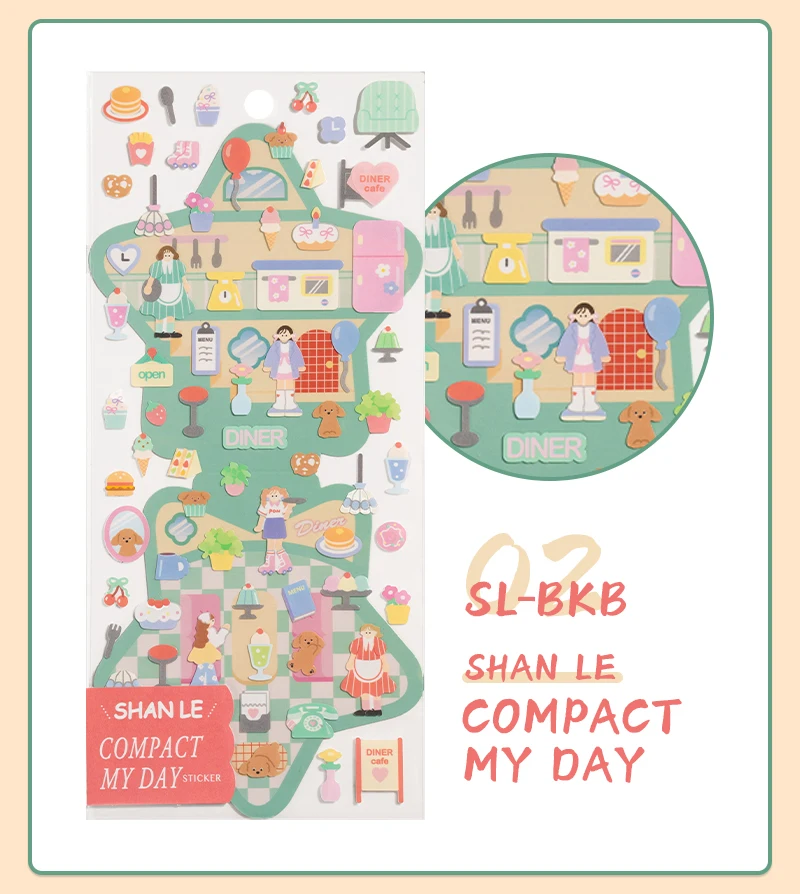 3pcs/6pcs Colorful My Room Miniature Scene Landscaping Stickers Scrapbook Decor Stationery DIY Journaling Stickers School Office