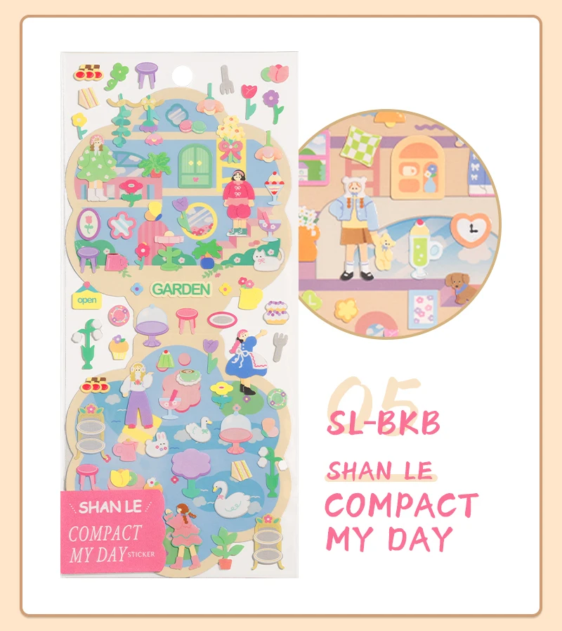 3pcs/6pcs Colorful My Room Miniature Scene Landscaping Stickers Scrapbook Decor Stationery DIY Journaling Stickers School Office