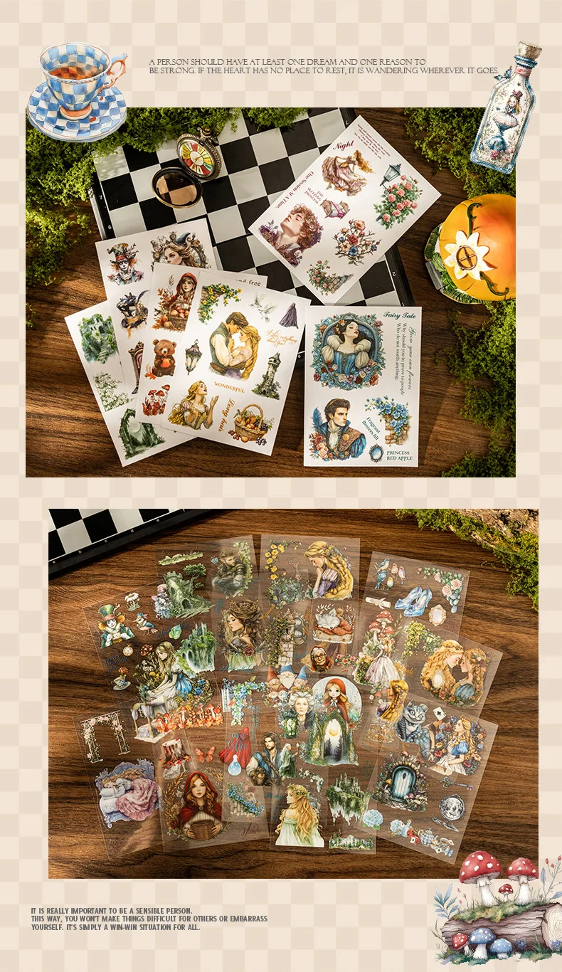 18pcs/lot Kawaii Scrapbook Sticker Fairy Tale Sequel Scrapbooking Supplies Planner Decorative Craft Stationery Sticker