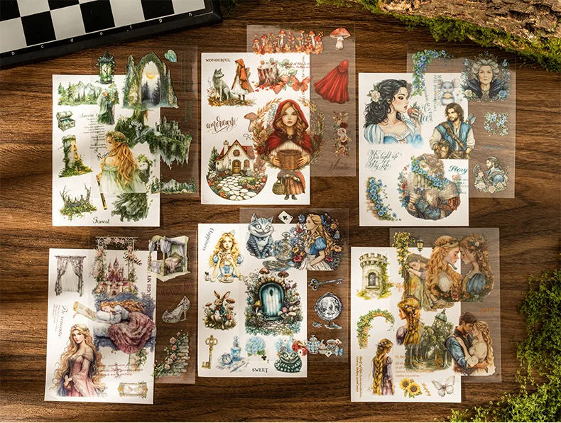 18pcs/lot Kawaii Scrapbook Sticker Fairy Tale Sequel Scrapbooking Supplies Planner Decorative Craft Stationery Sticker