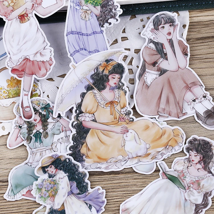 20pcs Forest Girl Diary Stickers Cute Waterproof Stationery DIY Cartoon Characters Japanese Style Children's Decoration