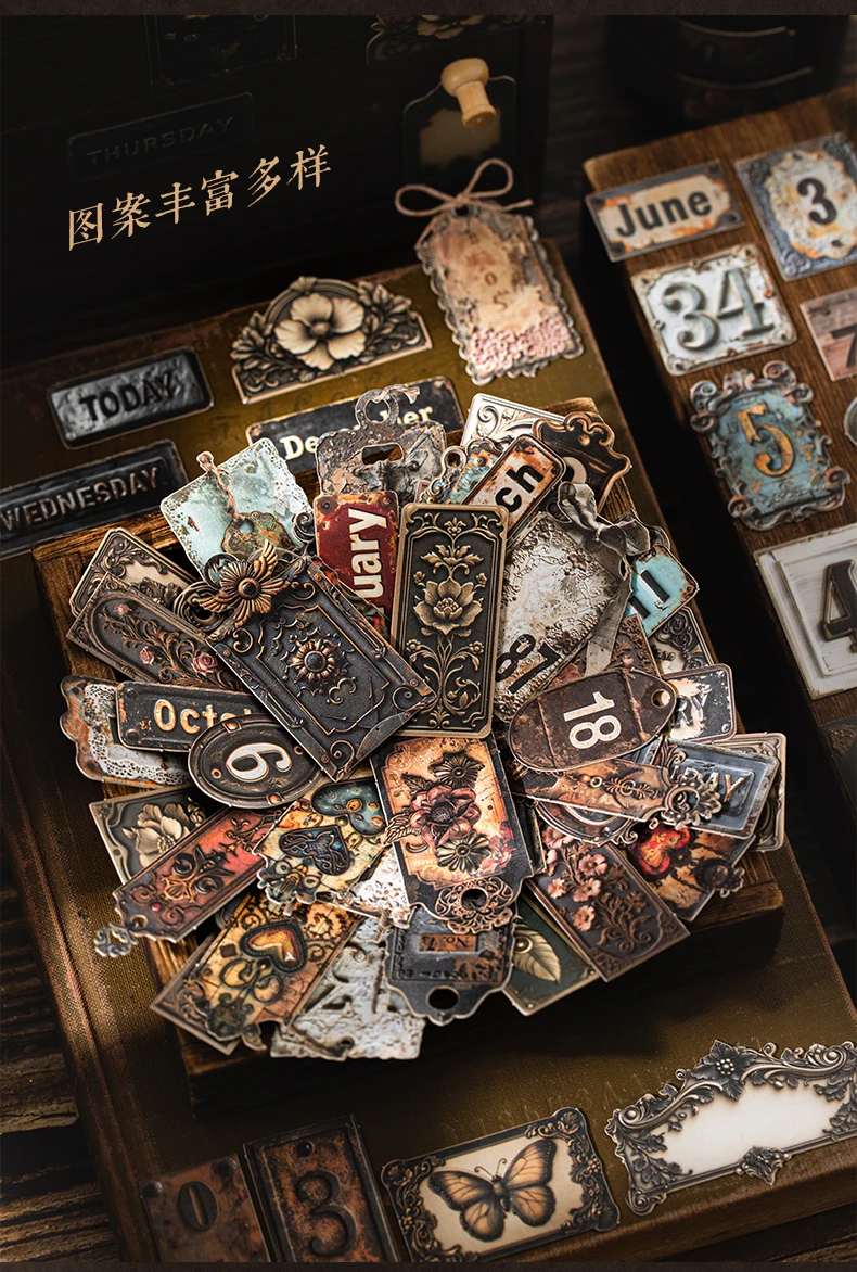 Journal GO 20pcs Vintage Metal Imprint Stickers for Scrapbooking Collage Junk Journal Decor Planner Card Craft Making Assets