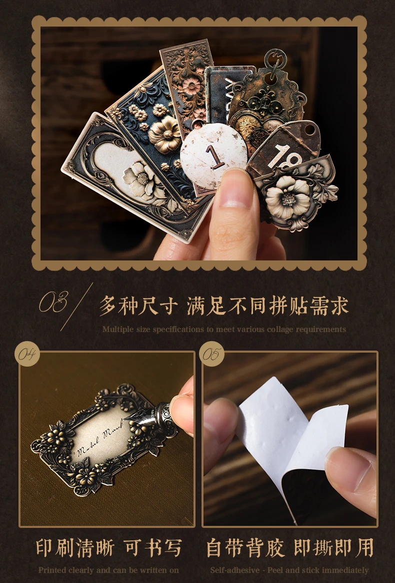 Journal GO 20pcs Vintage Metal Imprint Stickers for Scrapbooking Collage Junk Journal Decor Planner Card Craft Making Assets