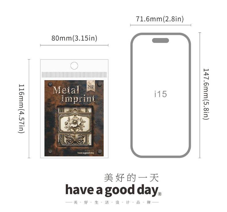 Journal GO 20pcs Vintage Metal Imprint Stickers for Scrapbooking Collage Junk Journal Decor Planner Card Craft Making Assets