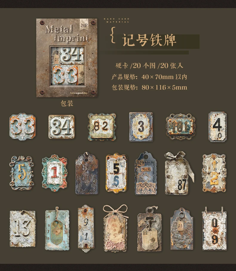 Journal GO 20pcs Vintage Metal Imprint Stickers for Scrapbooking Collage Junk Journal Decor Planner Card Craft Making Assets