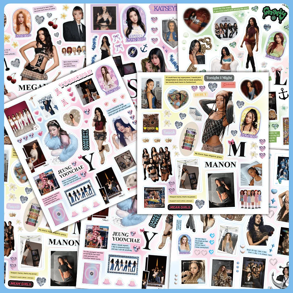 KATSEYE Premium Waterproof Graffiti Stickers Pack Creative DIY Collage Decoration Decals for Laptop Luggage Decorative Fans Gift
