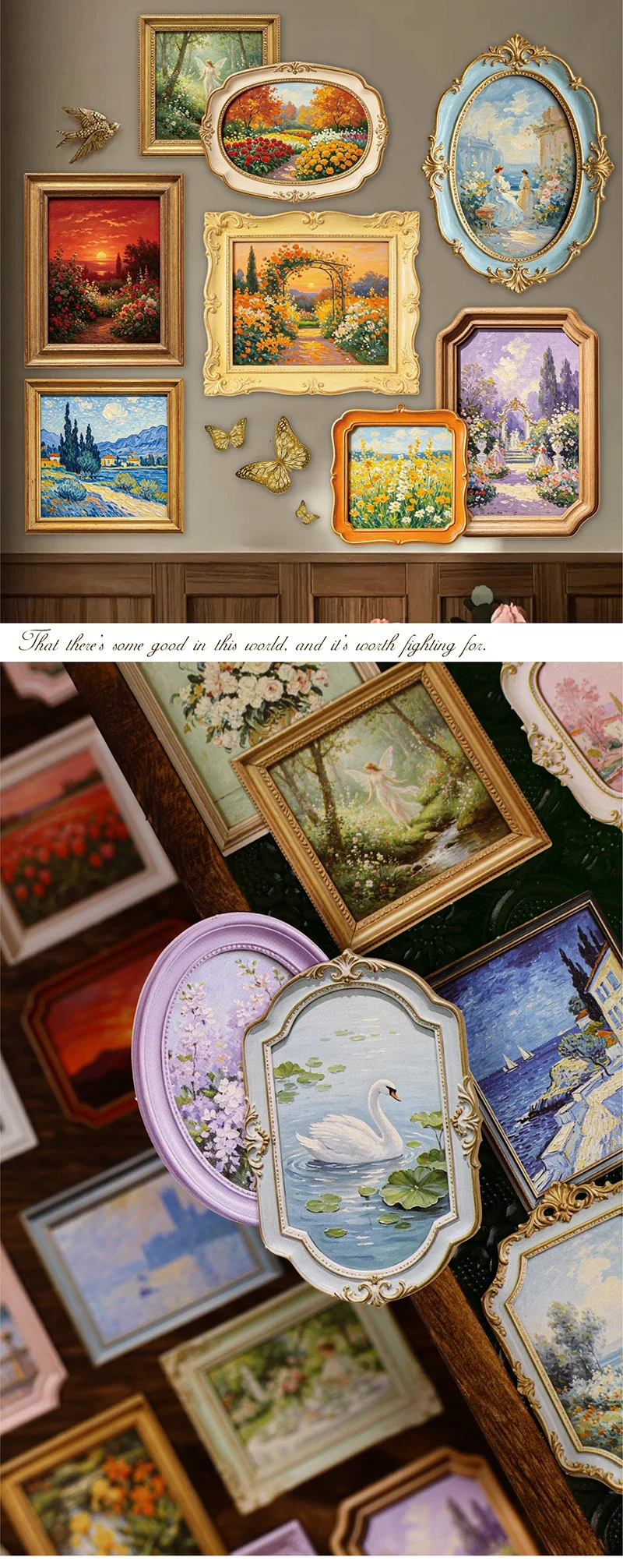 JIANWU Vintage Relief Flower Sea Painting Frame Landscape Material Collage Scrapbooking Sticker Creative DIY Journal Stationery