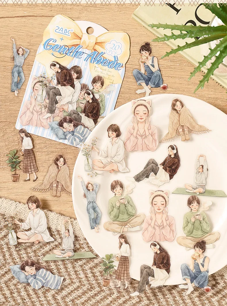 JIANWU Cute Girl Character Life Landscape Material Collage Scrapbooking PET Sticker Creative DIY Journal Stationery