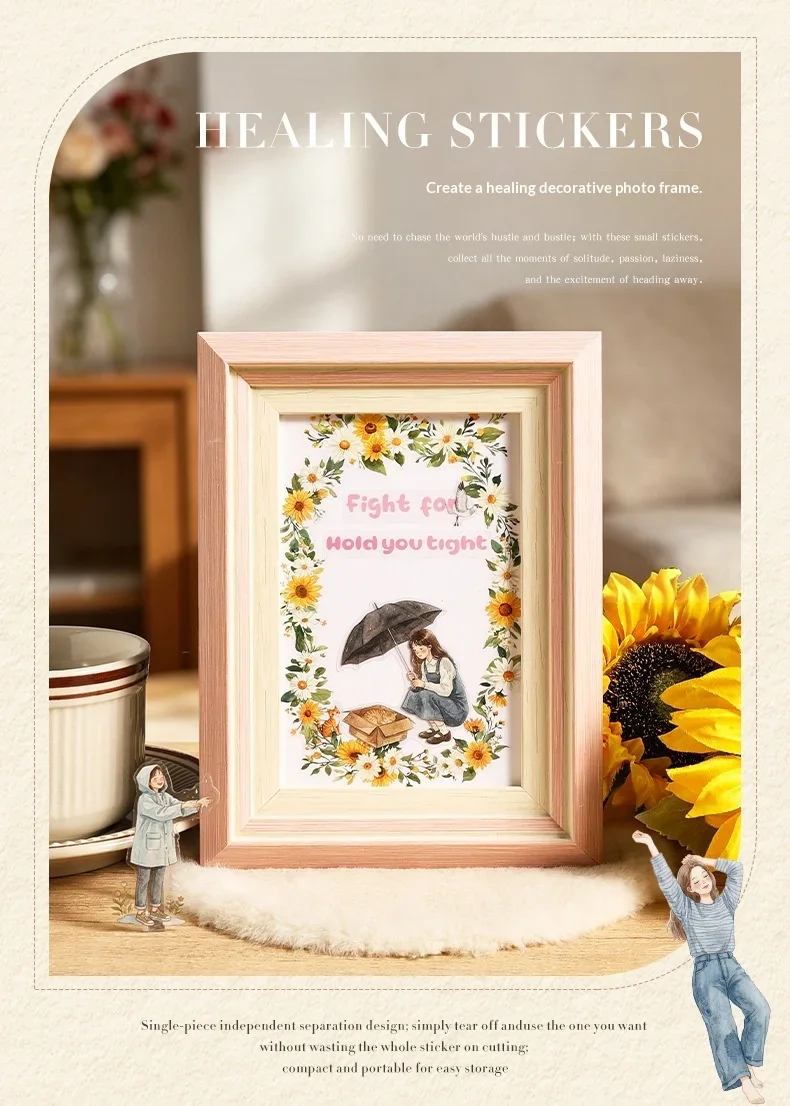 JIANWU Cute Girl Character Life Landscape Material Collage Scrapbooking PET Sticker Creative DIY Journal Stationery