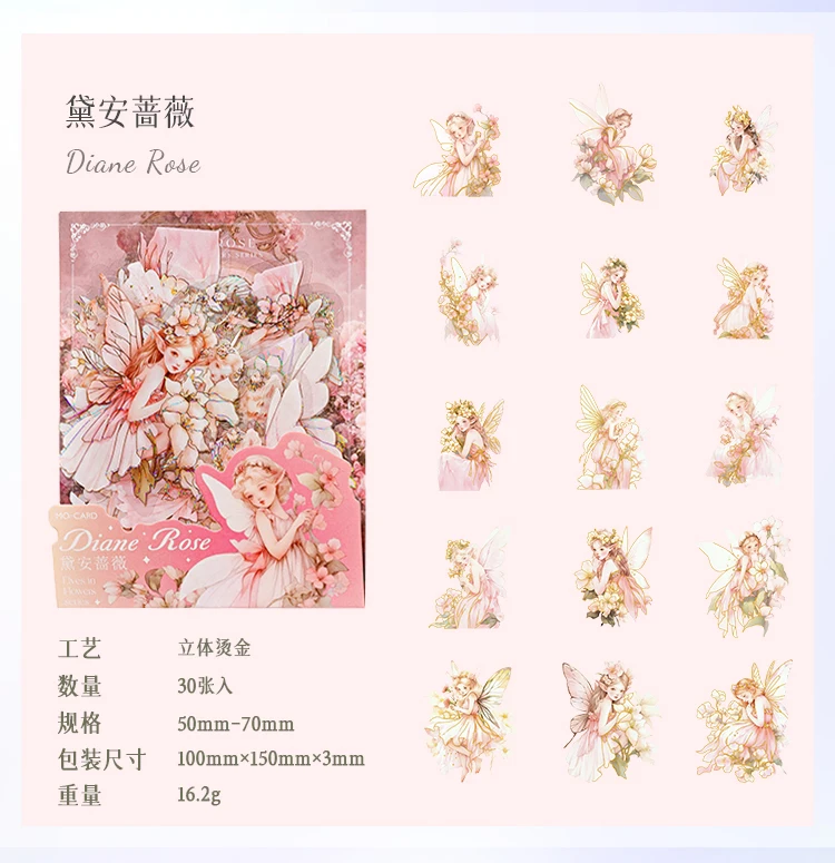 30pcs/pack PET Elf Stickers Aesthetics Stationery DIY Scrapbooking Materials Collage Junk Journal Decor Stickers