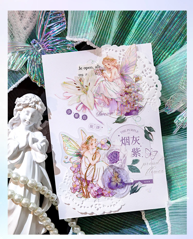 30pcs/pack PET Elf Stickers Aesthetics Stationery DIY Scrapbooking Materials Collage Junk Journal Decor Stickers