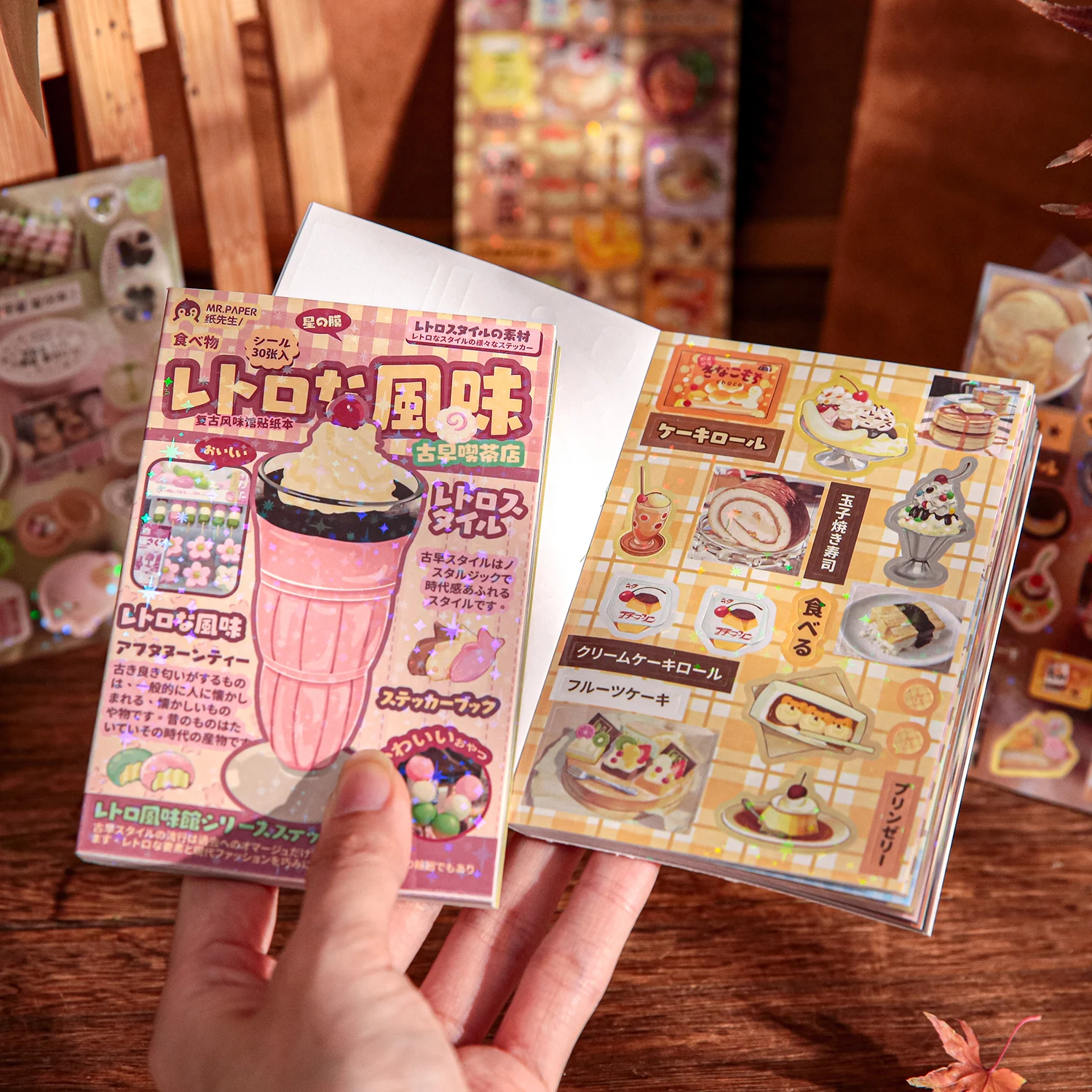 30Sheets/Book Sticker Book Retro Ins Korean Kawaii Sticker Handbook Stationery DIY Hand Account Scrapbook Diary Decoration