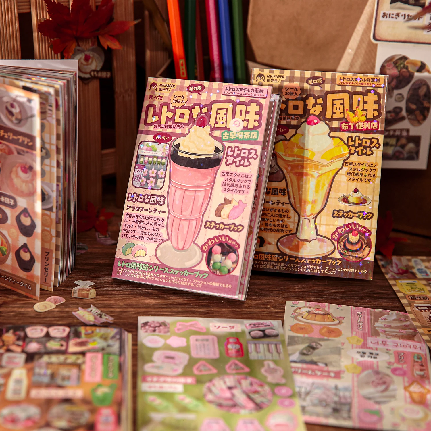 30Sheets/Book Sticker Book Retro Ins Korean Kawaii Sticker Handbook Stationery DIY Hand Account Scrapbook Diary Decoration
