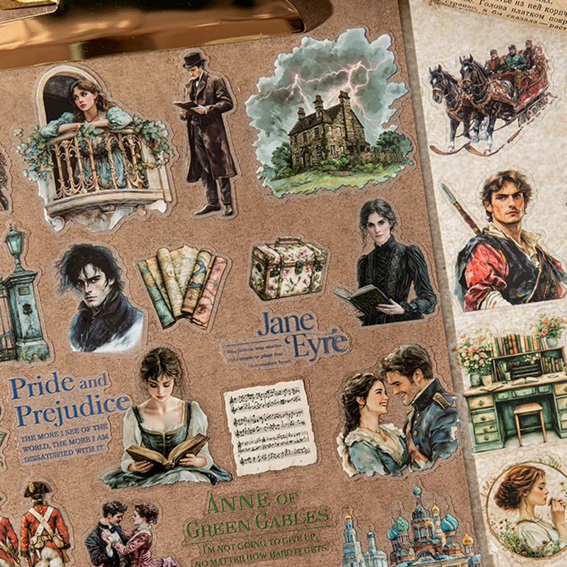 60pcs/bags Literary Stories Series Classic Story Scenery Stickers DIY Handbook Collage Materials for Frames Calendars Scrapbooks