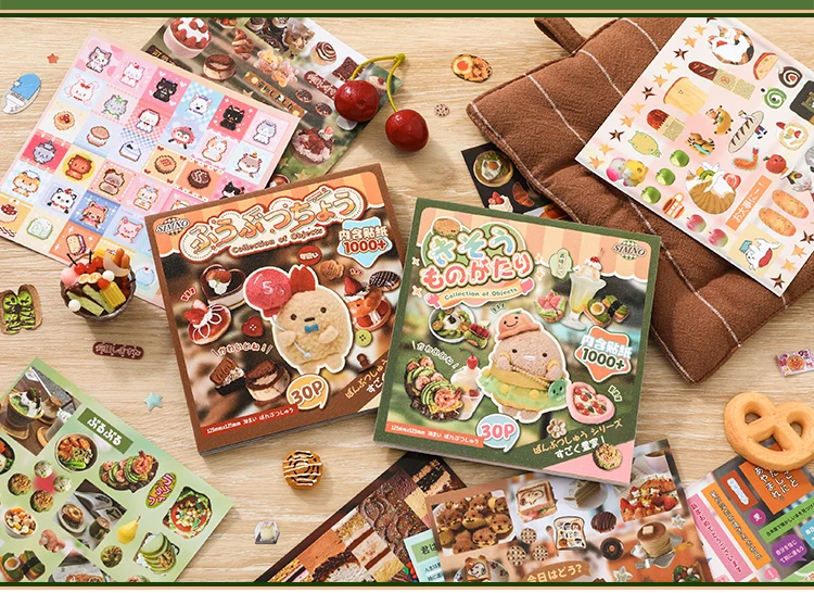 30 Pcs Japanese Stationery Sticker Book Cartoon for Laptop Journal Scrapbooking Creative Decorative Stickers Aesthetic Handmade