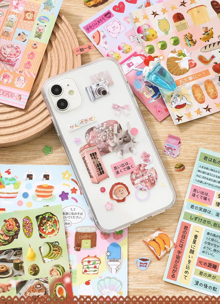 30 Pcs Japanese Stationery Sticker Book Cartoon for Laptop Journal Scrapbooking Creative Decorative Stickers Aesthetic Handmade