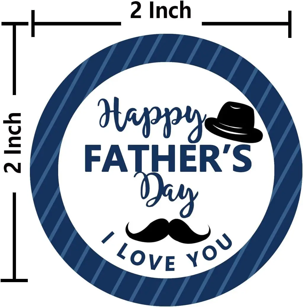 1 Roll of 500Pcs Father Day Label Stickers Dad Sticker Father's Day Gift Tags For Holiday Party Decoration Blue Beard Present