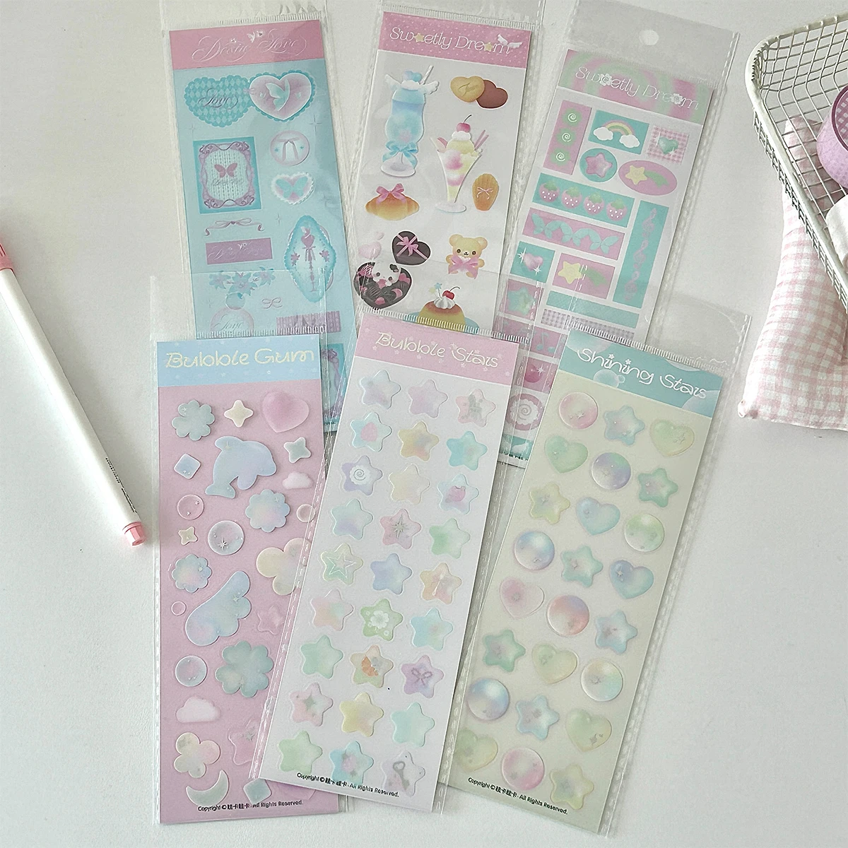 WAKAWAKA Hot Silver Bubble Stickers Deco Stickers Korean Stickers Scrapbook Stickers Cute Guka Card Decor Journal Embellishments