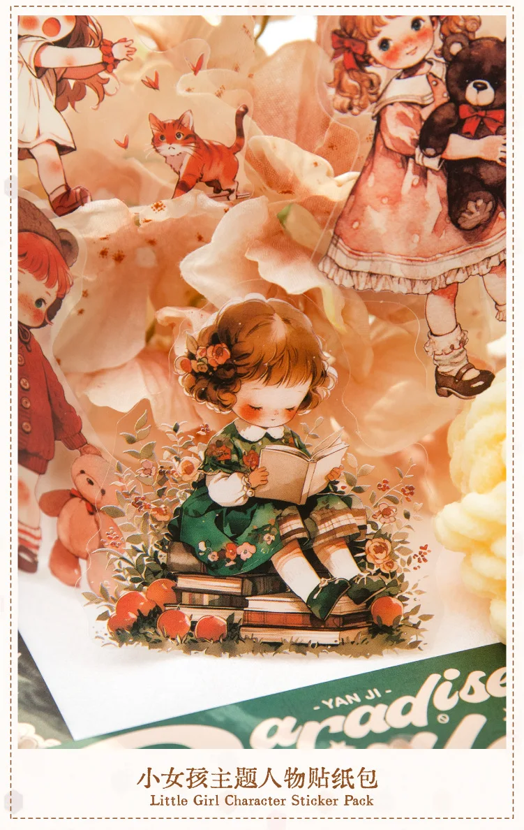 30pcs/1lot Kawaii Scrapbook Stickers A Little Paradise Junk Journal Gold Planner Stationery Planner Decorative