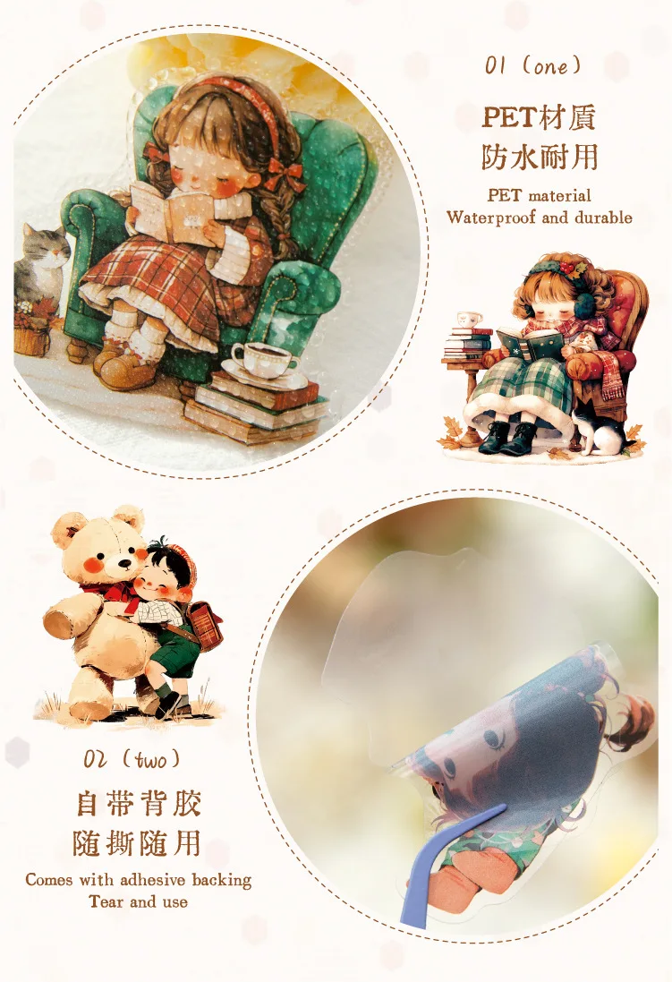 30pcs/1lot Kawaii Scrapbook Stickers A Little Paradise Junk Journal Gold Planner Stationery Planner Decorative
