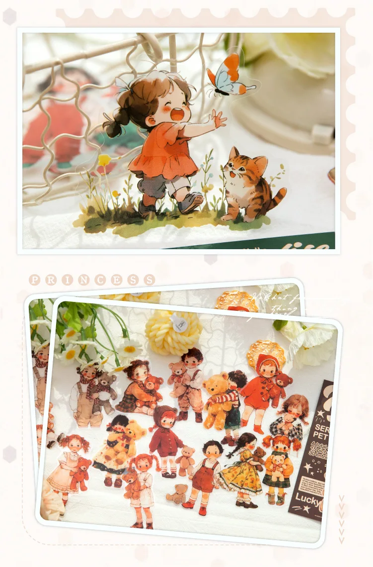 30pcs/1lot Kawaii Scrapbook Stickers A Little Paradise Junk Journal Gold Planner Stationery Planner Decorative