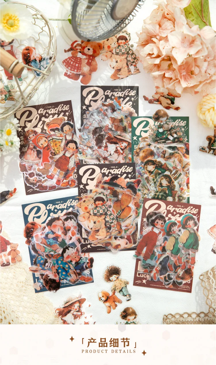 30pcs/1lot Kawaii Scrapbook Stickers A Little Paradise Junk Journal Gold Planner Stationery Planner Decorative