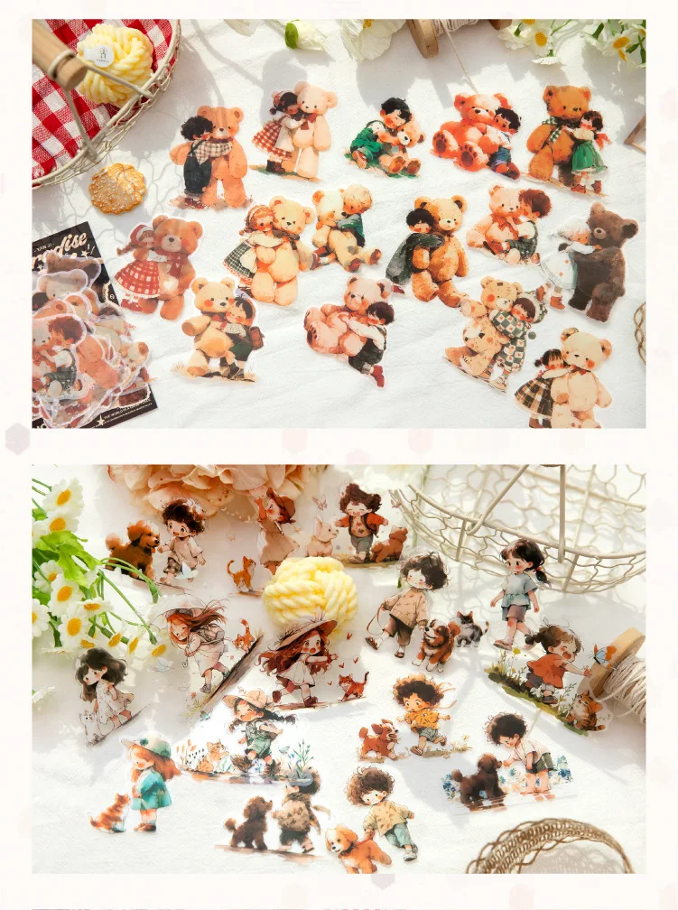 30pcs/1lot Kawaii Scrapbook Stickers A Little Paradise Junk Journal Gold Planner Stationery Planner Decorative