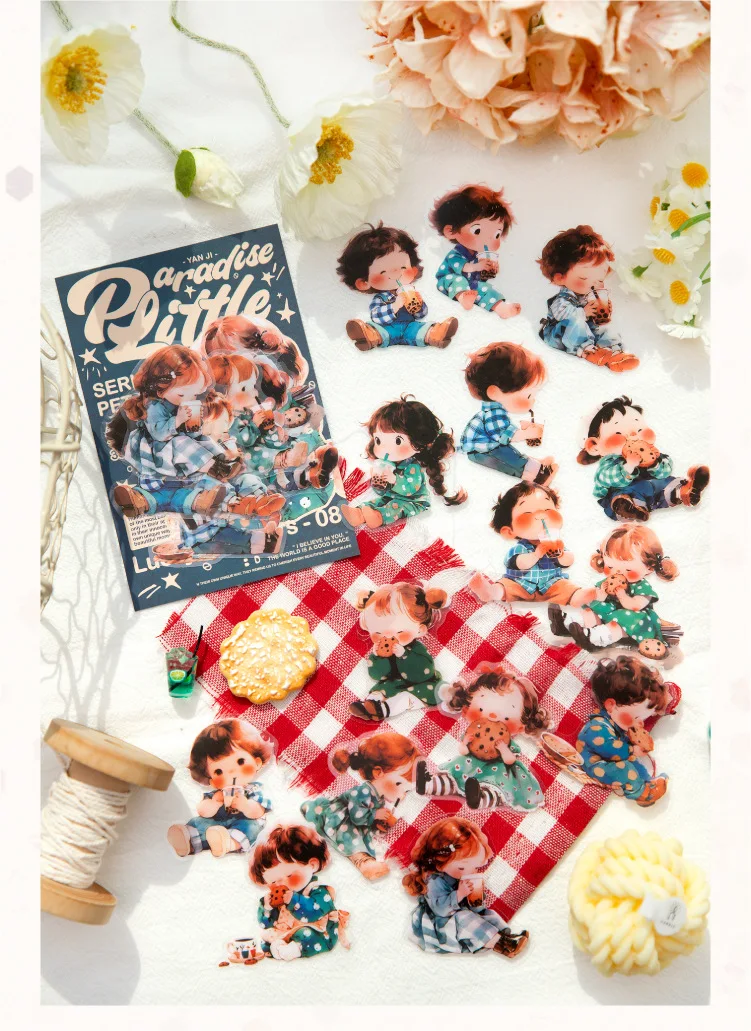 30pcs/1lot Kawaii Scrapbook Stickers A Little Paradise Junk Journal Gold Planner Stationery Planner Decorative