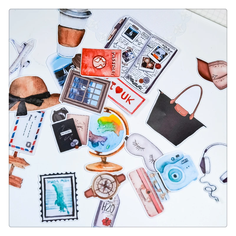 24pcs Cute Globe Airplane Travel Journey Stickers Diy Scrapbooking Photo Album Decorations Label Stickers School Office Supplies