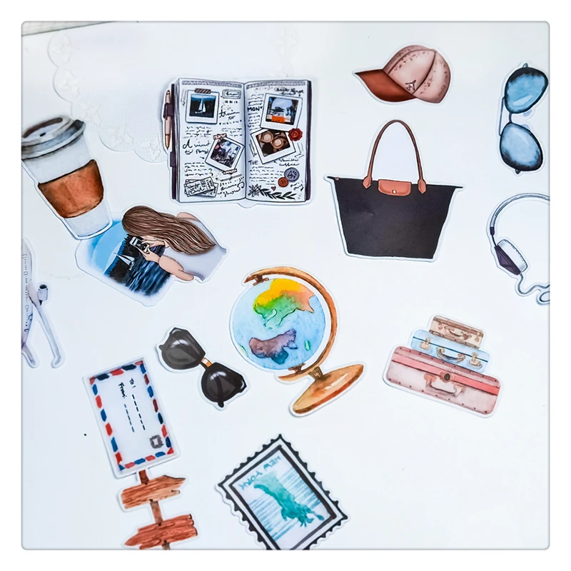 24pcs Cute Globe Airplane Travel Journey Stickers Diy Scrapbooking Photo Album Decorations Label Stickers School Office Supplies
