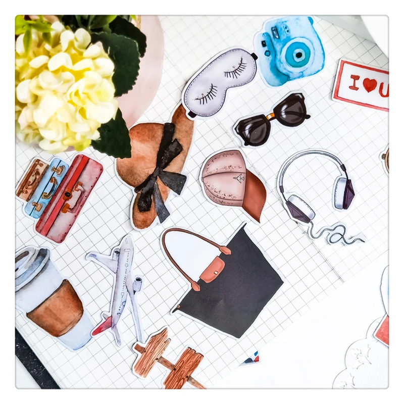 24pcs Cute Globe Airplane Travel Journey Stickers Diy Scrapbooking Photo Album Decorations Label Stickers School Office Supplies