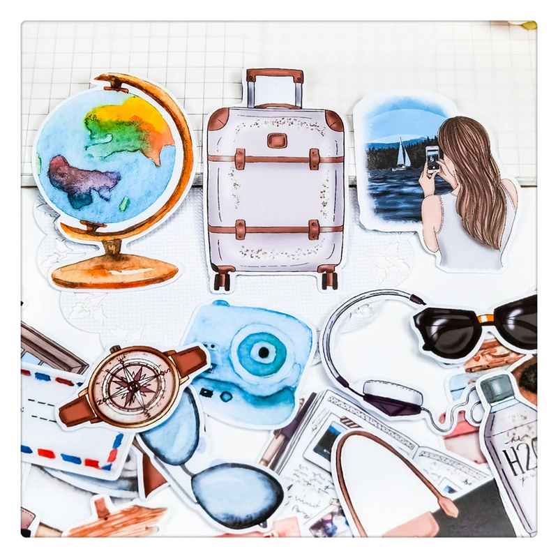 24pcs Cute Globe Airplane Travel Journey Stickers Diy Scrapbooking Photo Album Decorations Label Stickers School Office Supplies