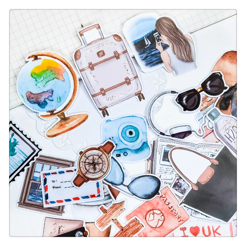 24pcs Cute Globe Airplane Travel Journey Stickers Diy Scrapbooking Photo Album Decorations Label Stickers School Office Supplies
