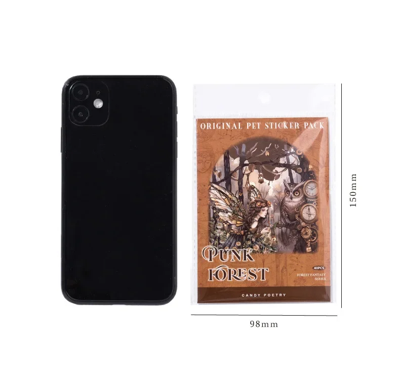 JIANWU Forest Fantasy Series Vintage Tree Flower Character Landscape Material Collage SPET Sticker Creative Journal tationery