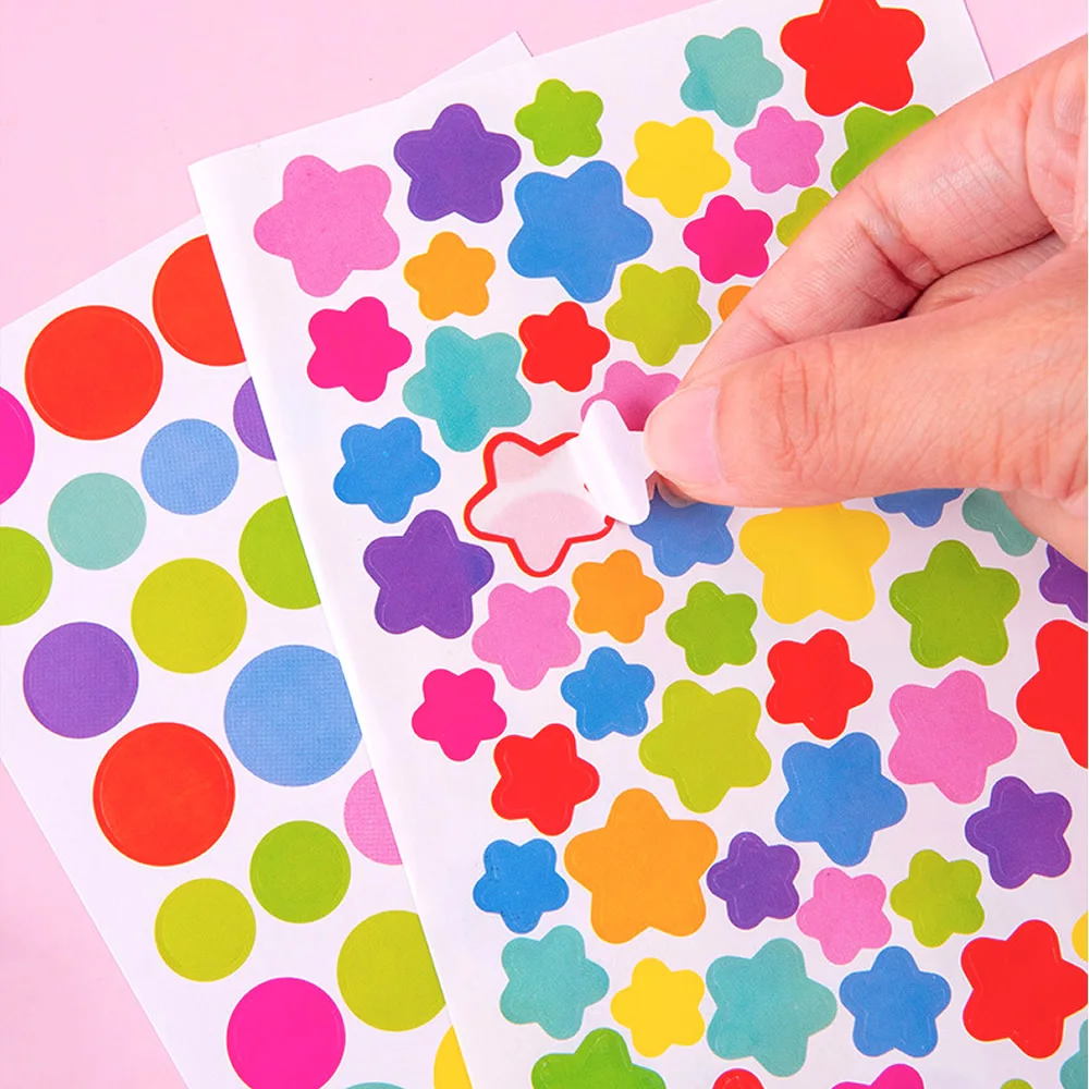 4200 Sheet Heart/Circle/Stars Reward Sign Stickers Pack DIY Skateboard Suitcase Stationery Decals Decor Phone Laptop Gift Toys