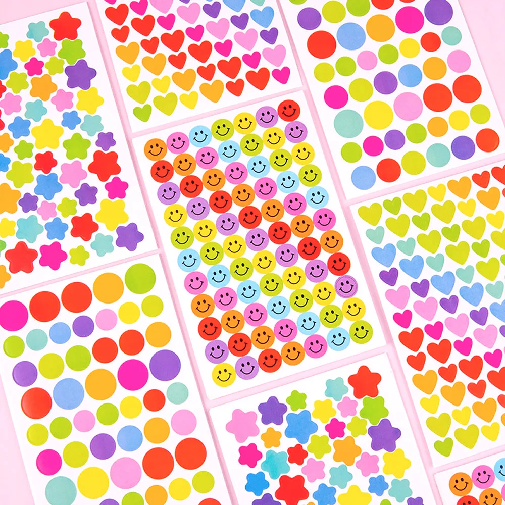 4200 Sheet Heart/Circle/Stars Reward Sign Stickers Pack DIY Skateboard Suitcase Stationery Decals Decor Phone Laptop Gift Toys