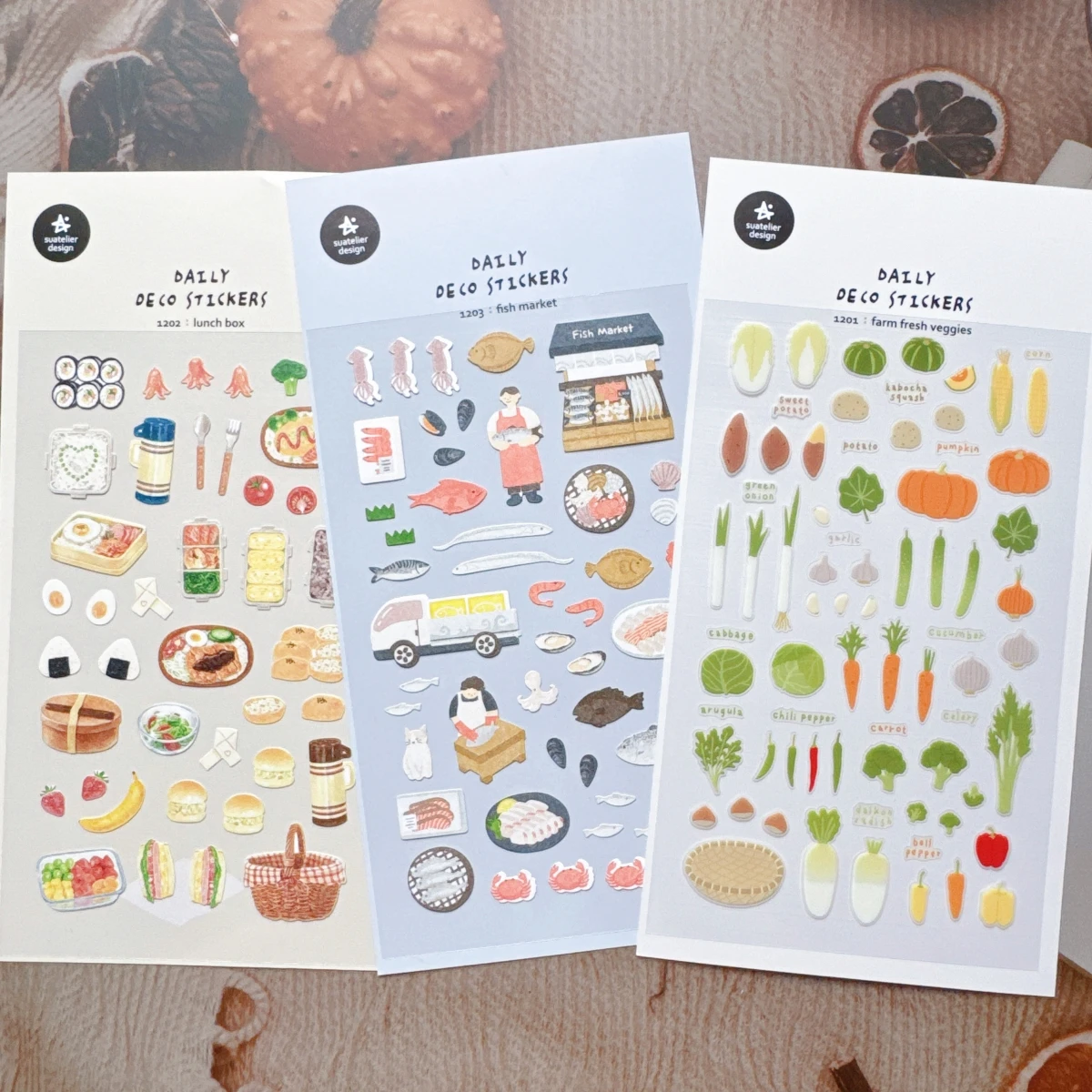 Korean Import Suatelier Farm Fish Market Baking Sticker Scrapbooking Diy Journaling Diary Decor Stationery Sticker School Gift