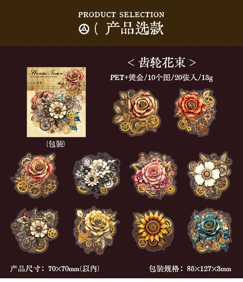 20pcs/1lot kawaii Stationery Stickers steam town Diary Planner junk journal Decorative Scrapbooking