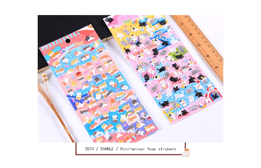 4 pcs/lot Cute Animal Foam Penguin Panda Shiba 3D Decorative Stationery Stickers Scrapbooking DIY Diary Album Stick Label