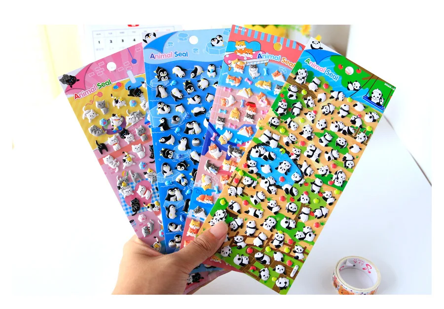 4 pcs/lot Cute Animal Foam Penguin Panda Shiba 3D Decorative Stationery Stickers Scrapbooking DIY Diary Album Stick Label