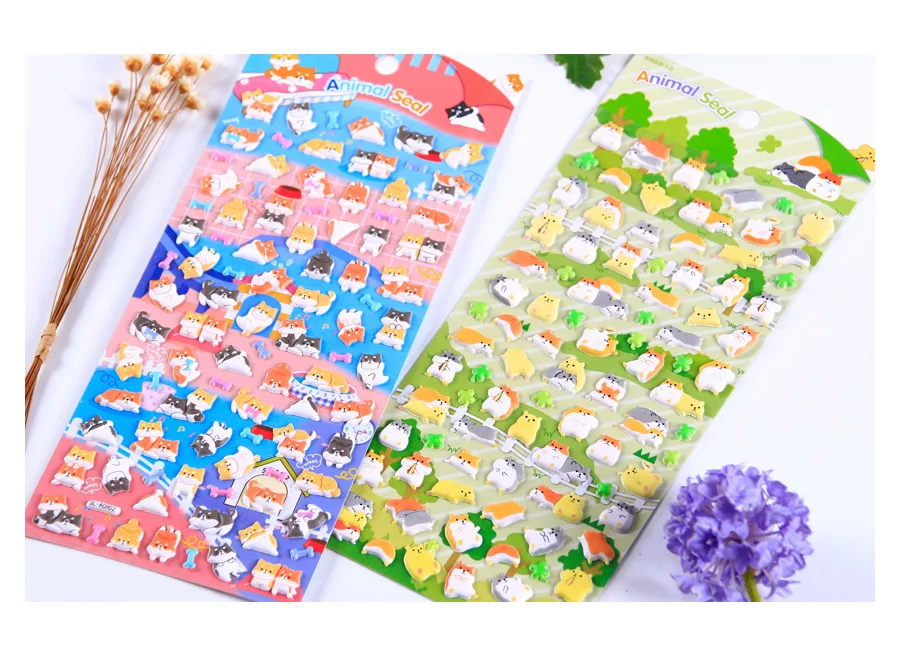 4 pcs/lot Cute Animal Foam Penguin Panda Shiba 3D Decorative Stationery Stickers Scrapbooking DIY Diary Album Stick Label