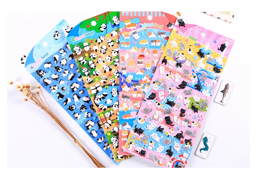 4 pcs/lot Cute Animal Foam Penguin Panda Shiba 3D Decorative Stationery Stickers Scrapbooking DIY Diary Album Stick Label