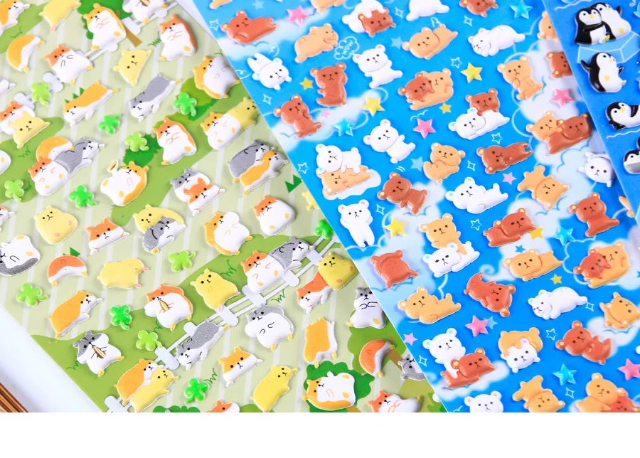 4 pcs/lot Cute Animal Foam Penguin Panda Shiba 3D Decorative Stationery Stickers Scrapbooking DIY Diary Album Stick Label
