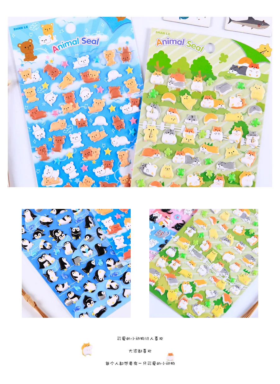4 pcs/lot Cute Animal Foam Penguin Panda Shiba 3D Decorative Stationery Stickers Scrapbooking DIY Diary Album Stick Label