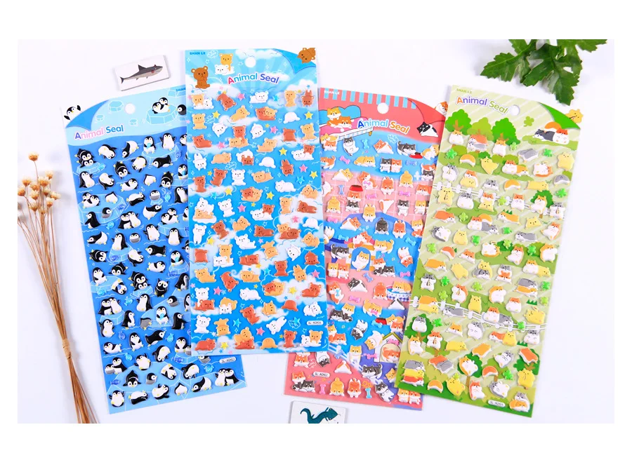 4 pcs/lot Cute Animal Foam Penguin Panda Shiba 3D Decorative Stationery Stickers Scrapbooking DIY Diary Album Stick Label