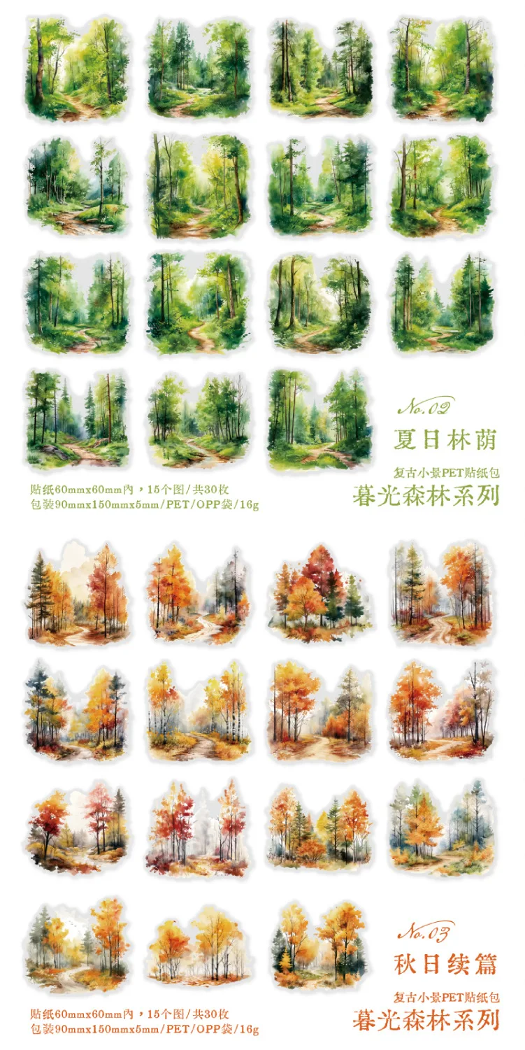 30pcs/1lot Kawaii Stationery Stickers twilight forest Junk Journaling Decorative Mobile Scrapbooking for stickers Scrapbook