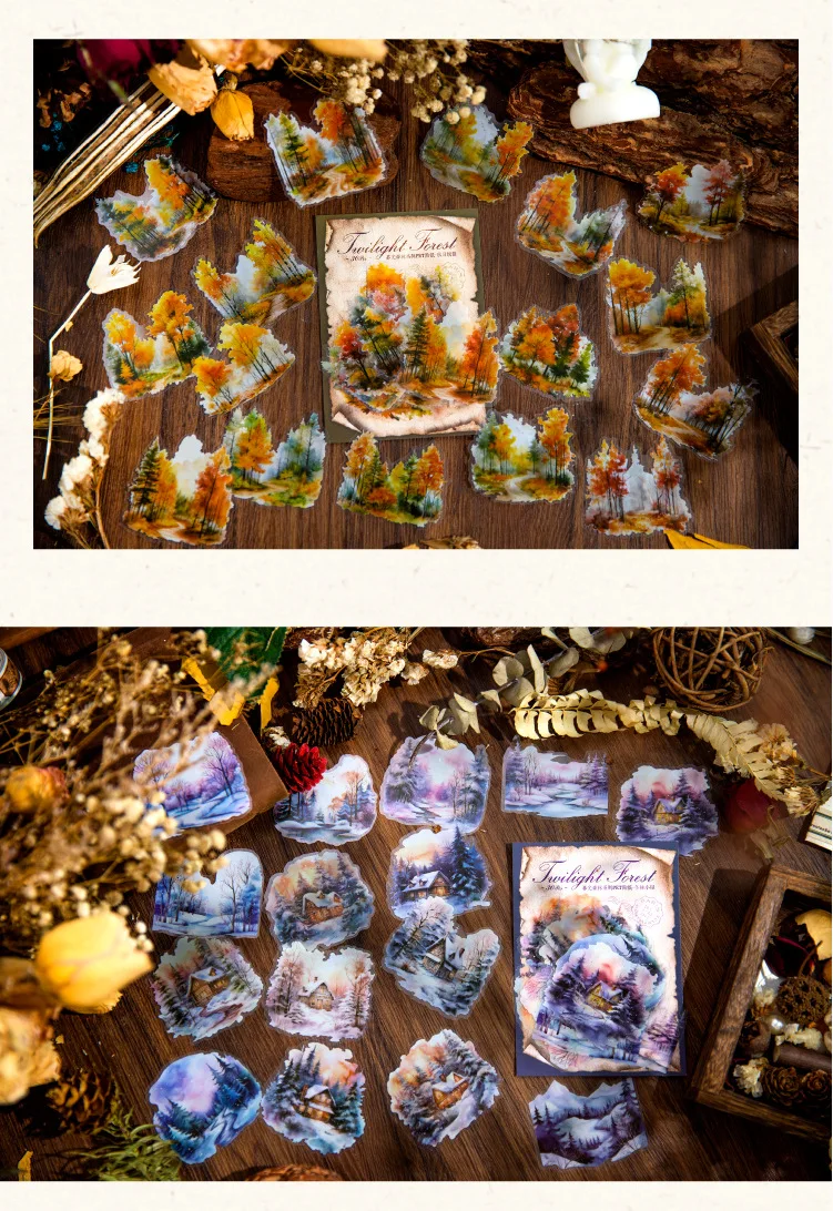 30pcs/1lot Kawaii Stationery Stickers twilight forest Junk Journaling Decorative Mobile Scrapbooking for stickers Scrapbook