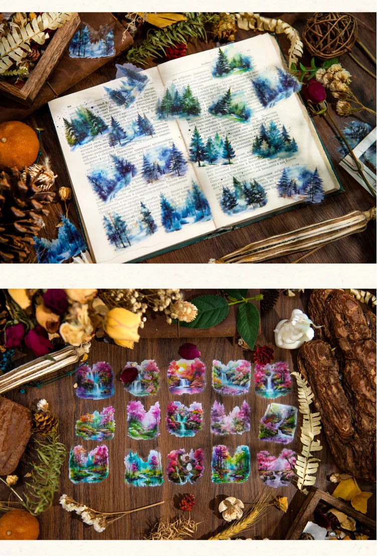 30pcs/1lot Kawaii Stationery Stickers twilight forest Junk Journaling Decorative Mobile Scrapbooking for stickers Scrapbook
