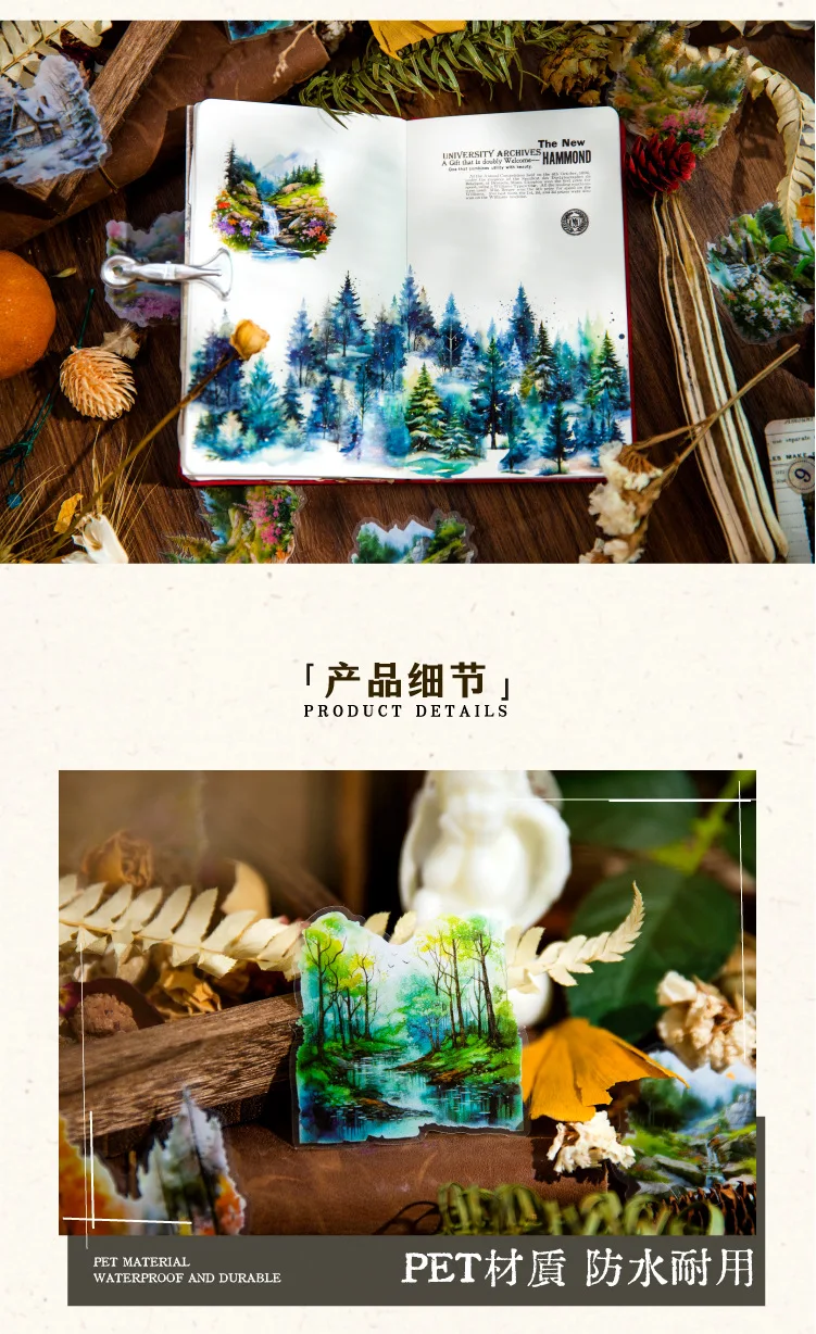 30pcs/1lot Kawaii Stationery Stickers twilight forest Junk Journaling Decorative Mobile Scrapbooking for stickers Scrapbook